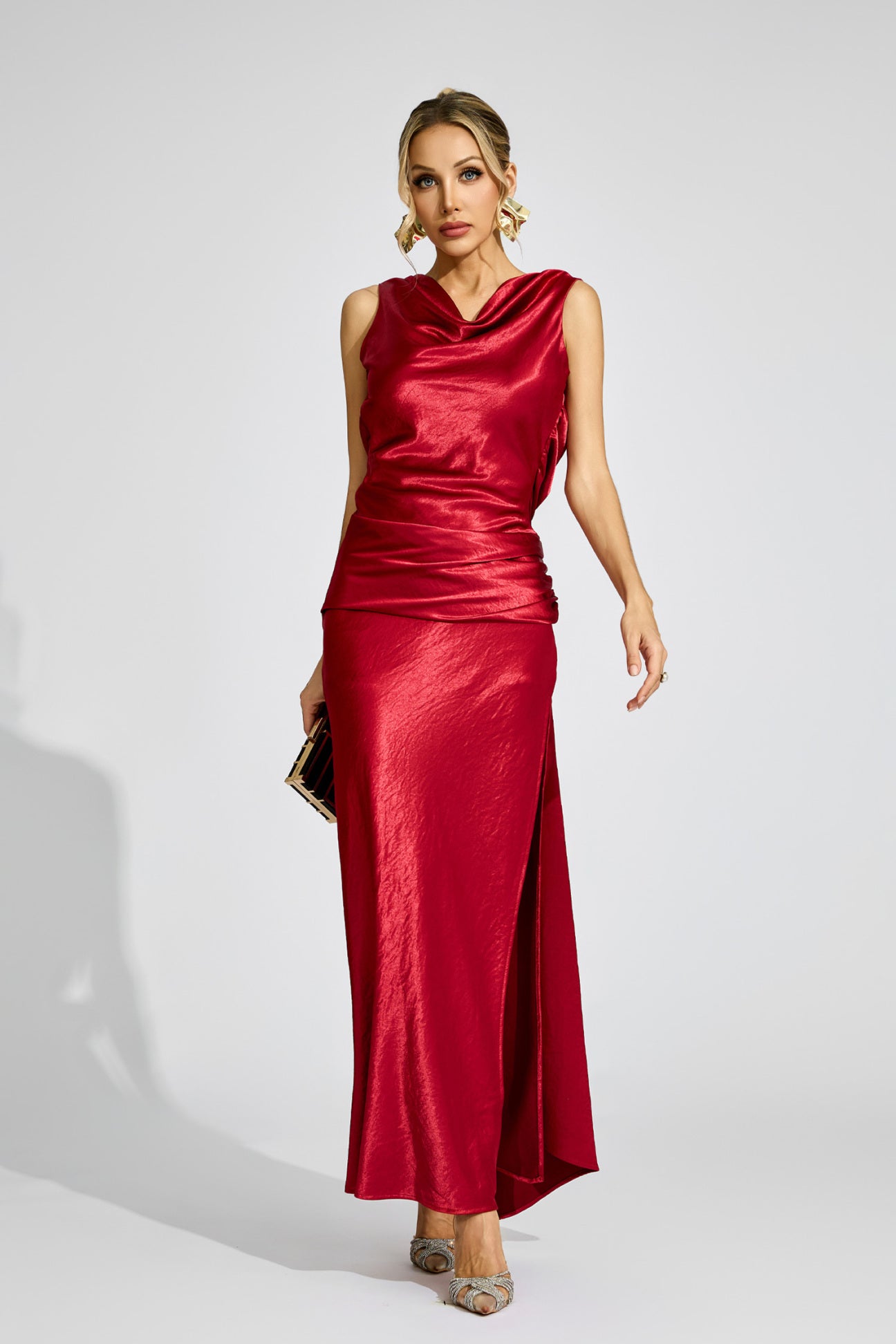 Scarlett Satin Backless Flower Gown