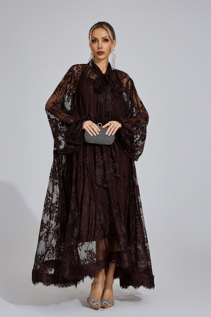 Nocturne Lace Cape Maxi Dress