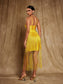 Yellow fringe bandage mini dress