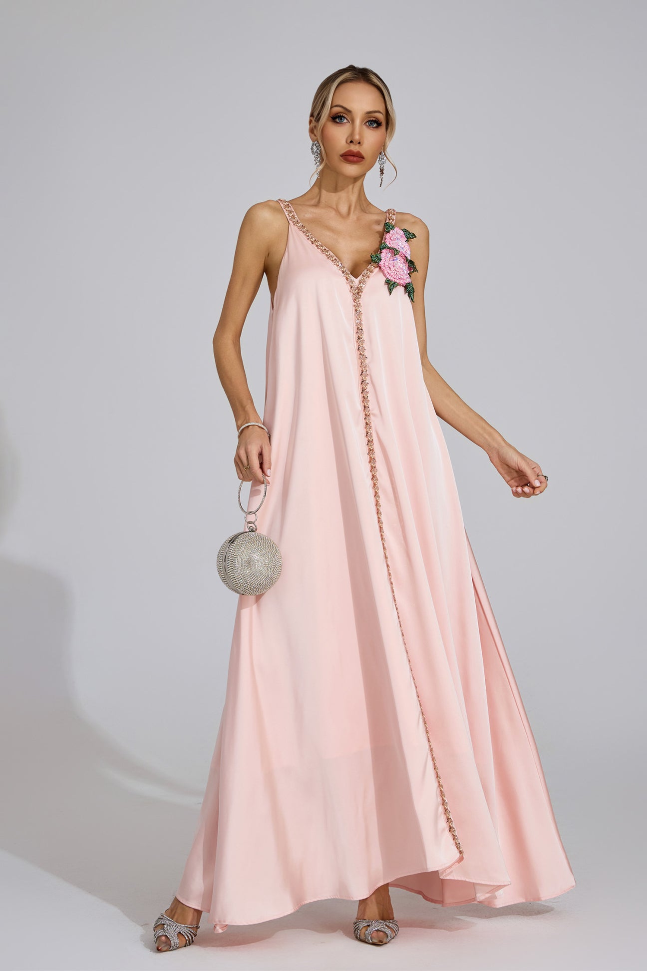 Aurélia Floral-Embellished Flow Dress