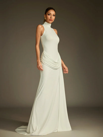Élise Draped High Neck Gown