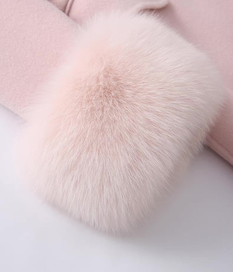 Amélie Embellished Wool-Fox Fur Coat