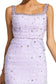 Purple mesh crystal midi dress