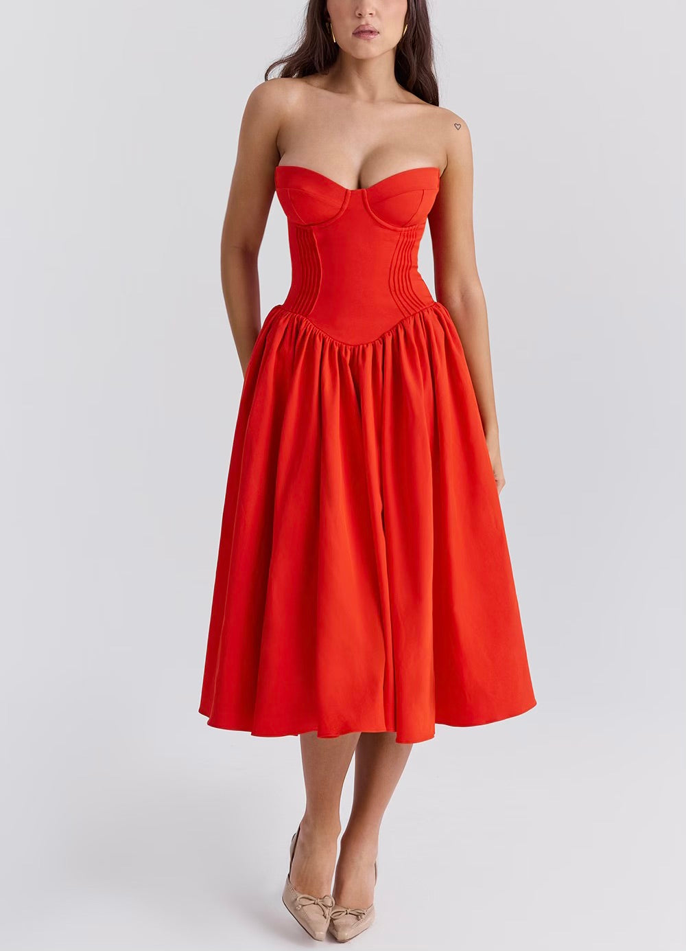 Elizabeth strapless midi dress