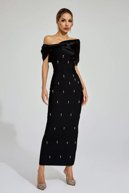 Crystal one shoulder maxi dress