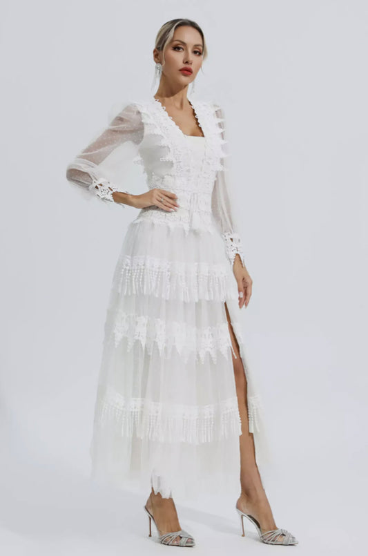Murphy white mesh maxi dress