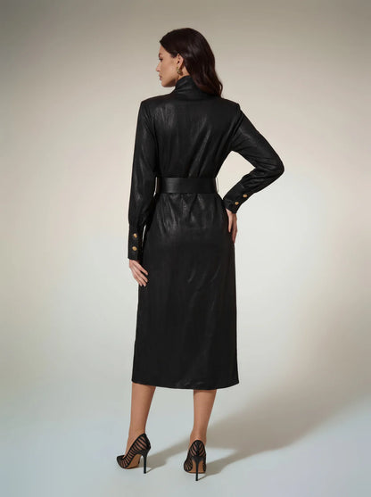 Aveline Structured Belted Midi Dress