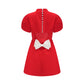 Petal sleeves cutout bow red mini dress