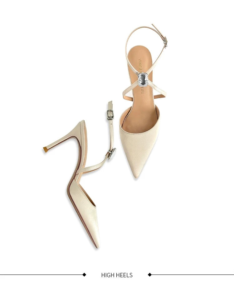 Vienna Crystal Strap Pointed-Toe Heels