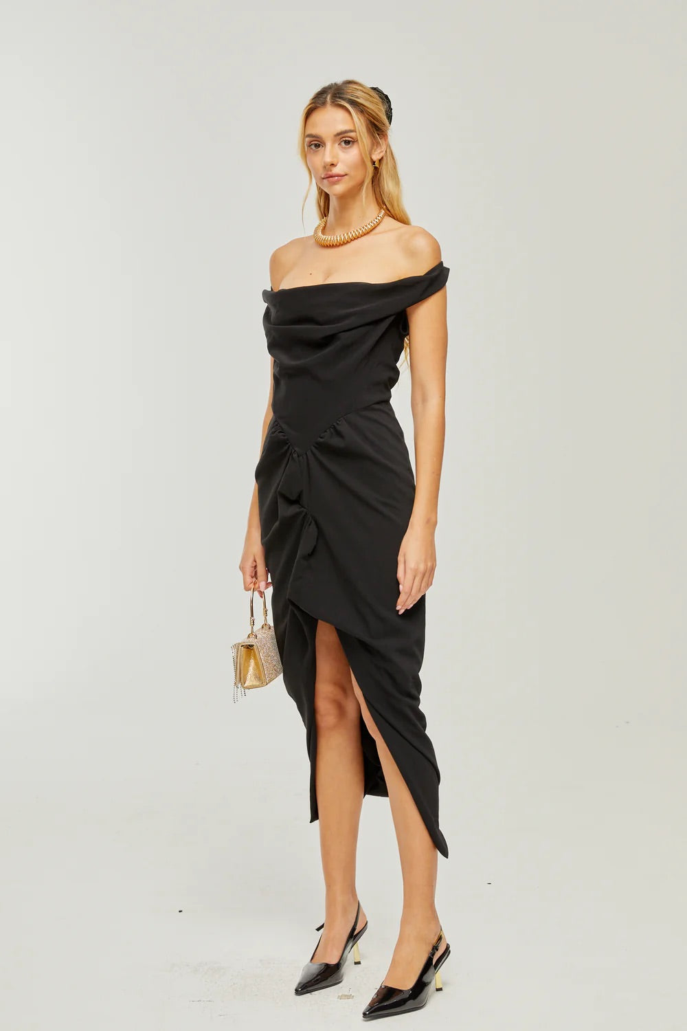 Louise asymmetric midi dress