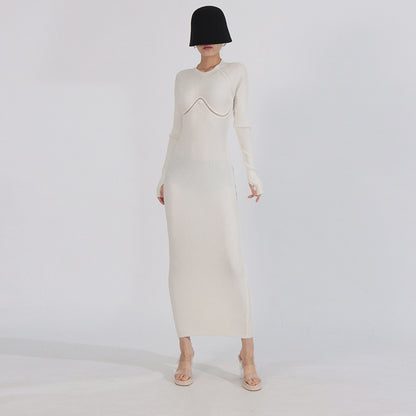 Knitted backless midi dress