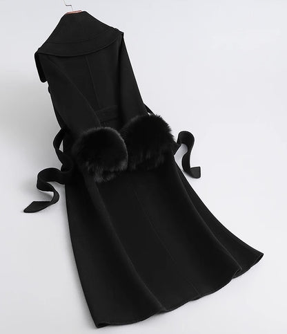 Amélie Embellished Wool-Fox Fur Coat