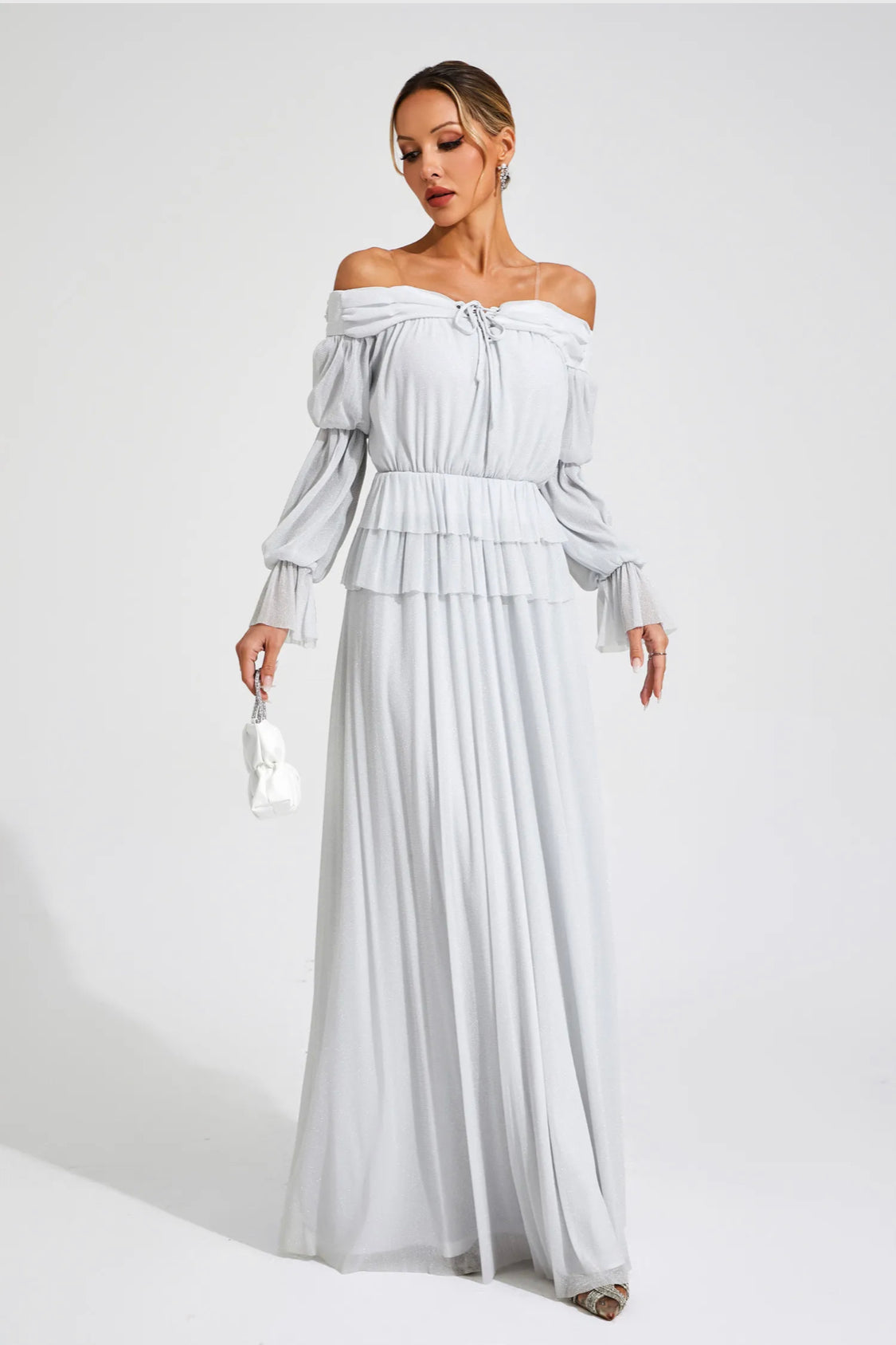 Grey off shoulder Maxi dress