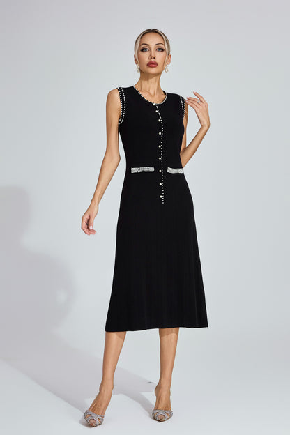 Louvre Pearl Button Knit Dress