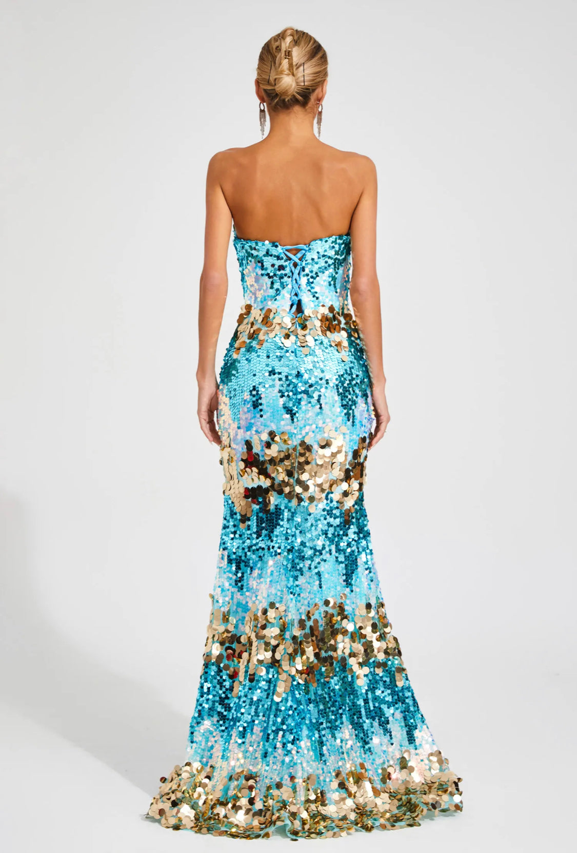 Blue sequin maxi dress