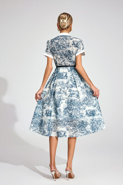Versailles Toile Belted Shirt Dress