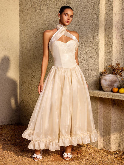 Marbella Satin Halter Midi Dress