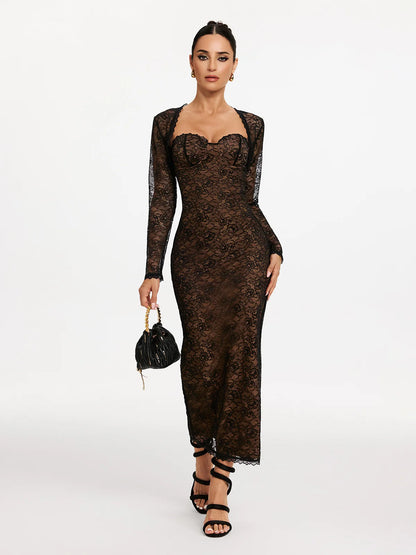 Velora Lace Sculpt Maxi Dress
