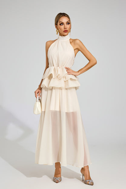 Soleil Ruffle Halter Maxi Dress