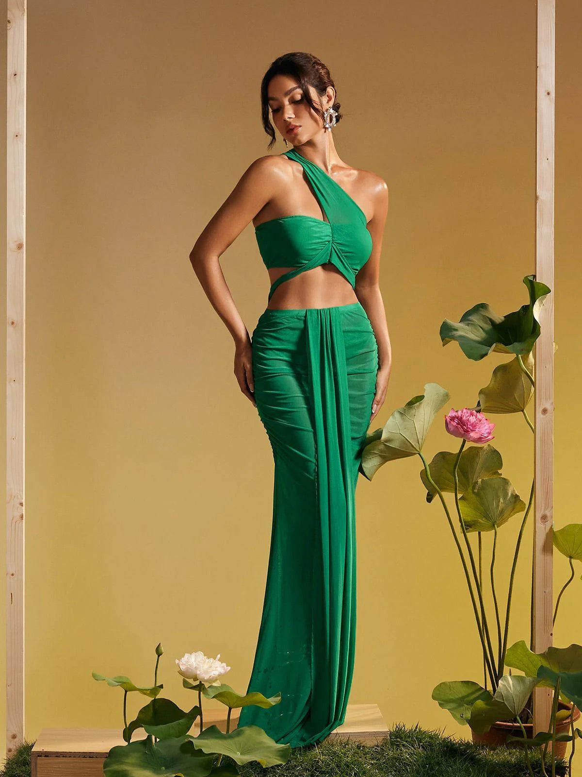 Mindy draped set green