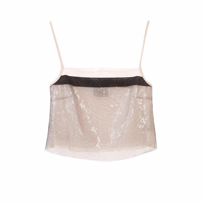 Black Iridescent Mesh Sequin Cami Top
