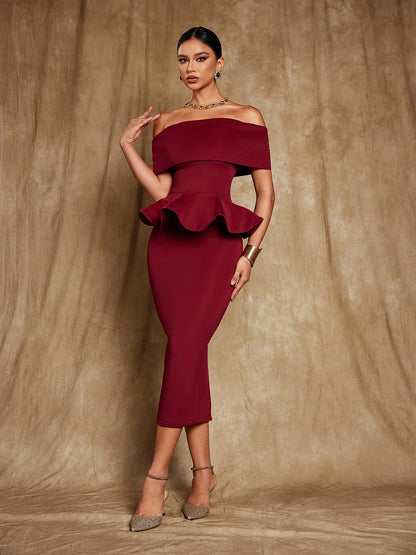 Off shoulder flounce top & skirt setup
