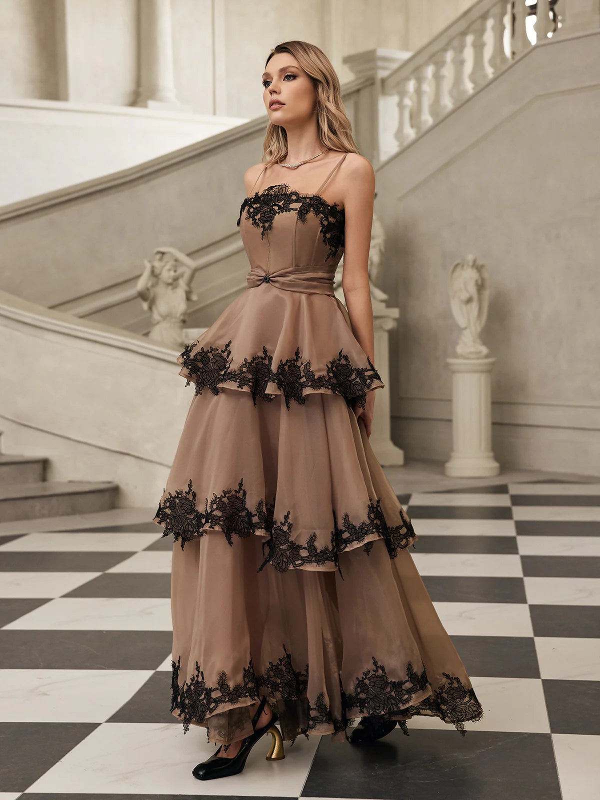 Rose Noir Tiered Gown
