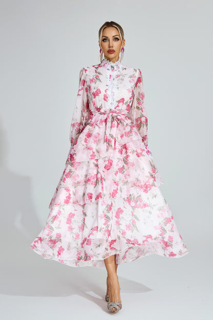 Rosalie Tiered Pink Floral Dress