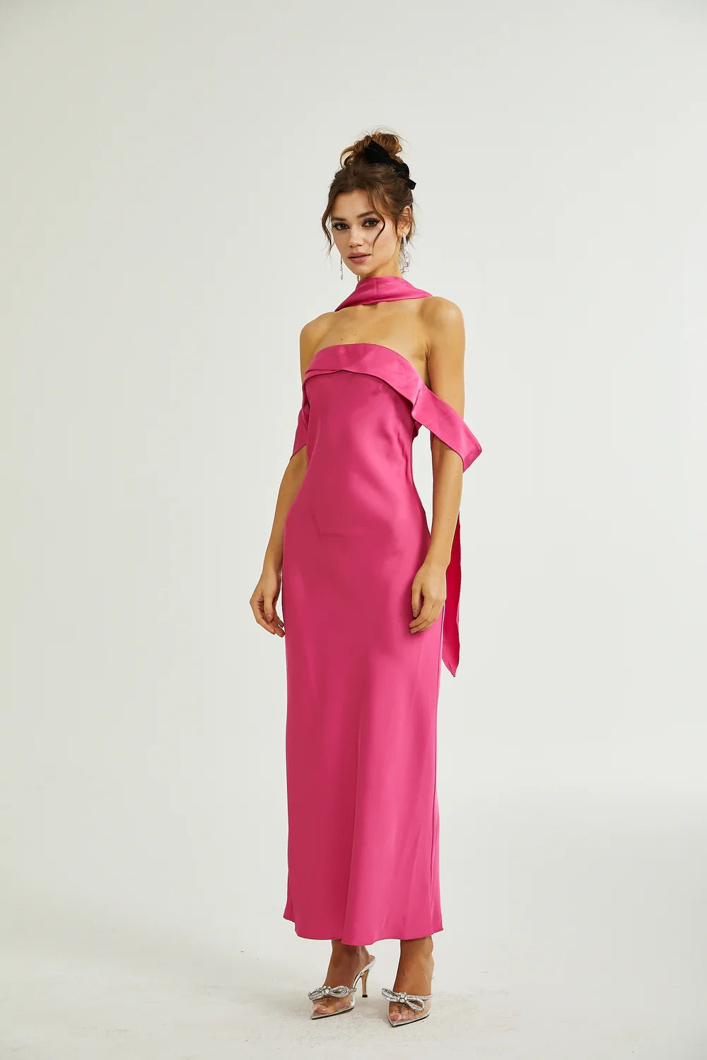 Clara satin midi dress