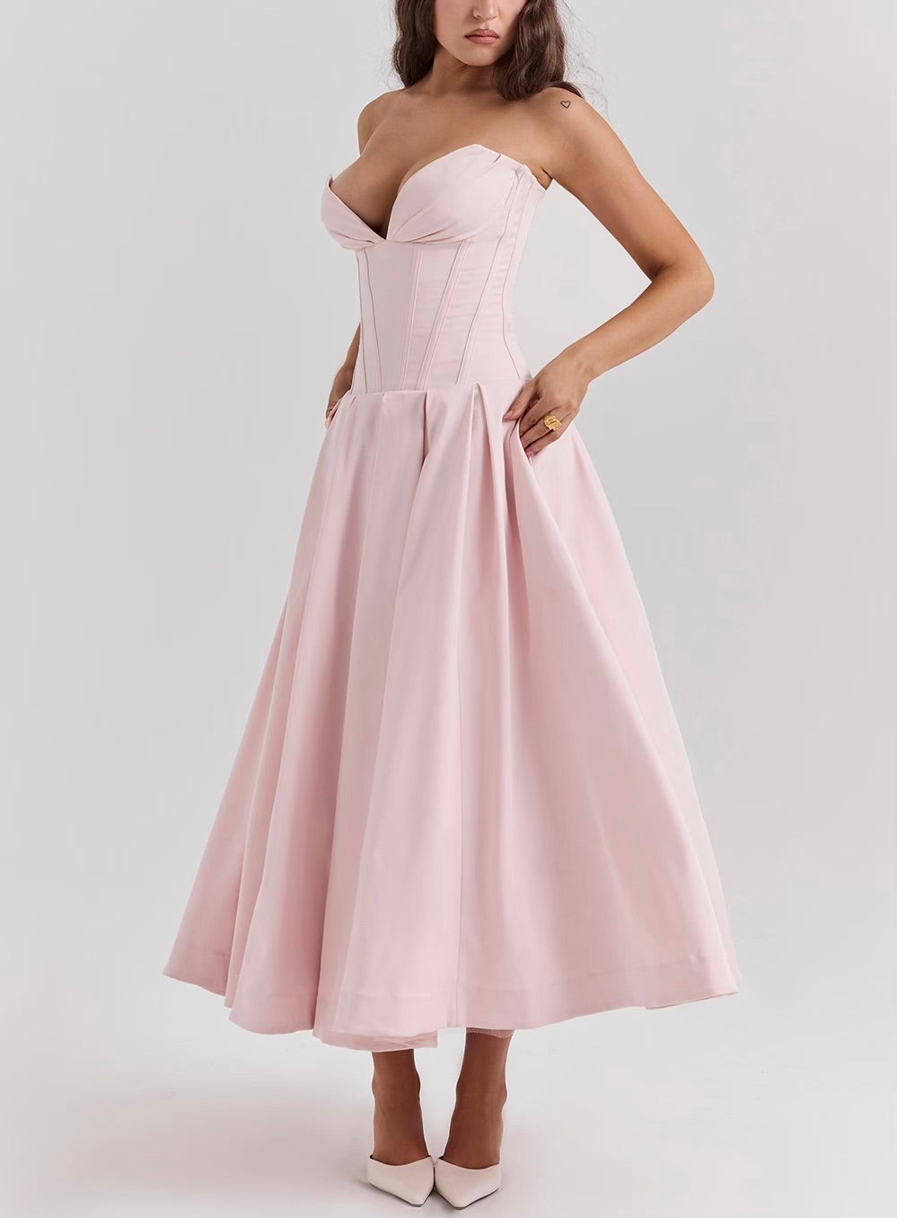 Lady strapless midi dress