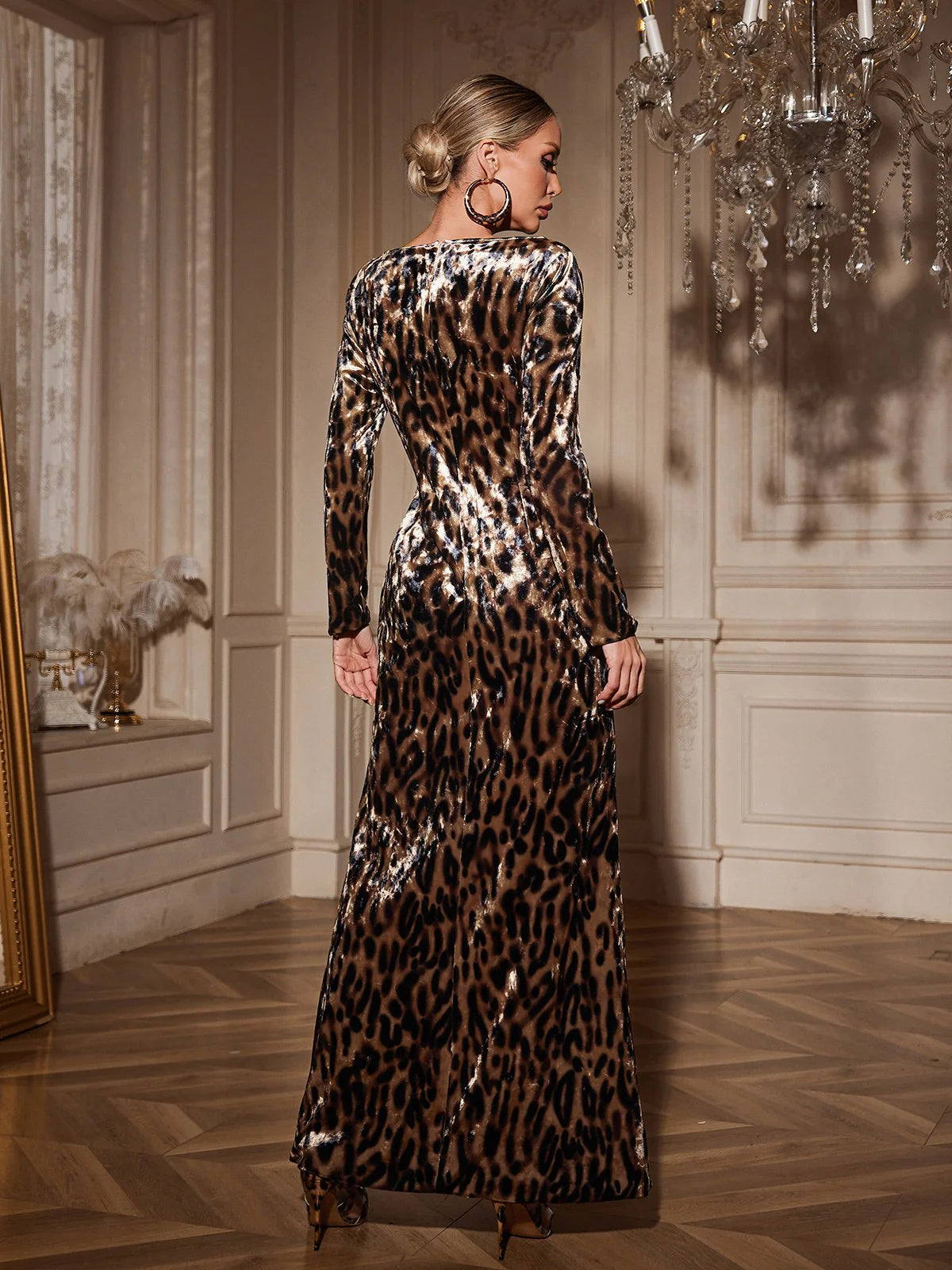 Felina Leopard Velvet Gown