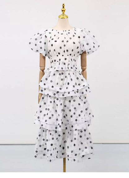 Odette Tiered Dot Dress
