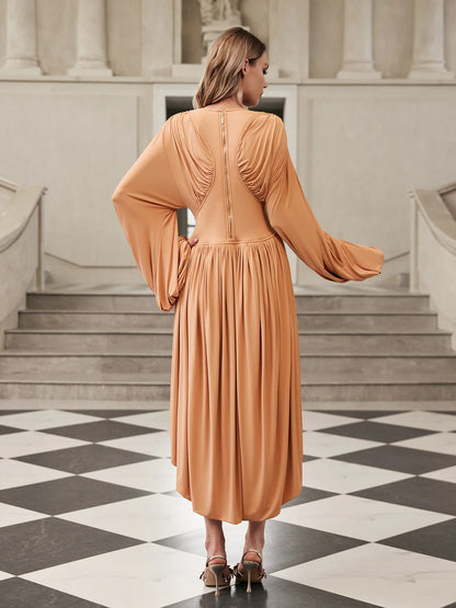 Solène Draped High-Low Gown