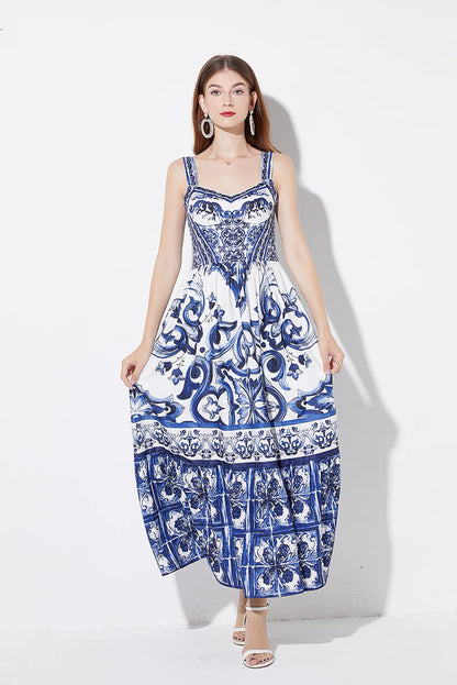 Azure Majolica Corset Dress