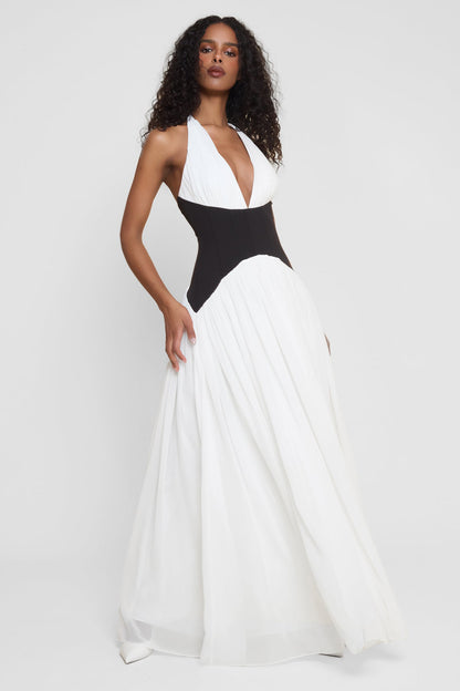 Odette Monochrome Halter Gown