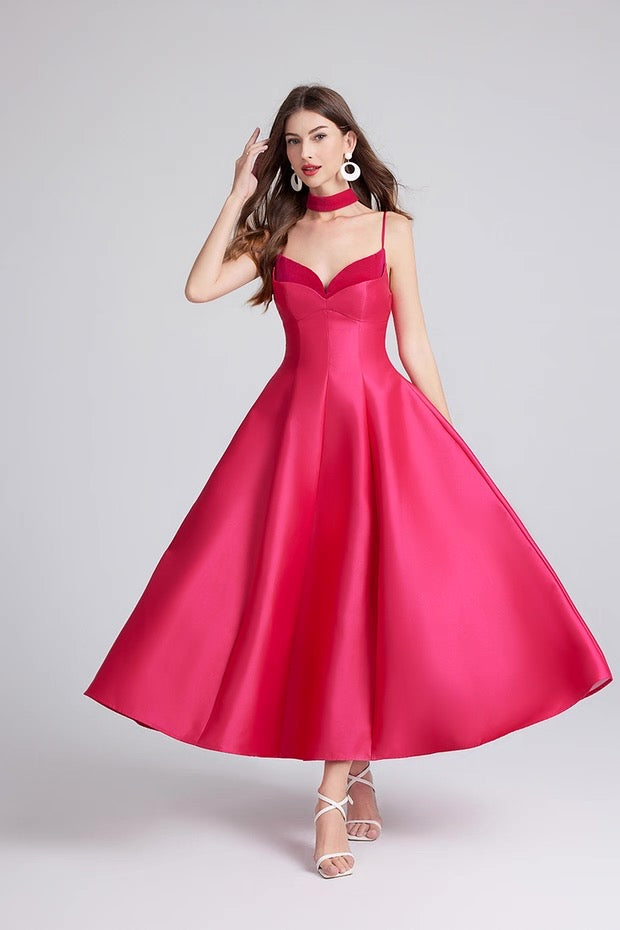 Rosalie Satin Choker Midi Dress