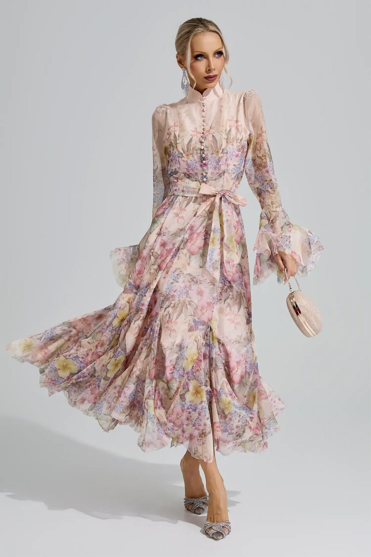 Rosalie Floral Chiffon Midi Dress