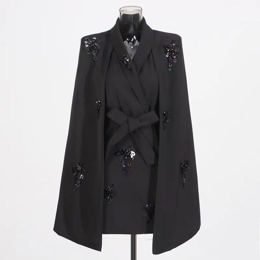 Stella Embellished Cape Dress