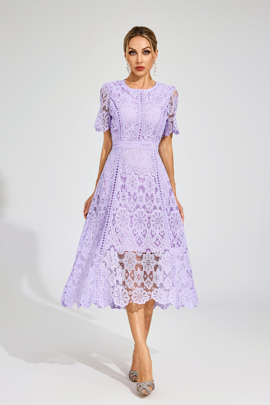 Camille Purple Lace Midi Dress
