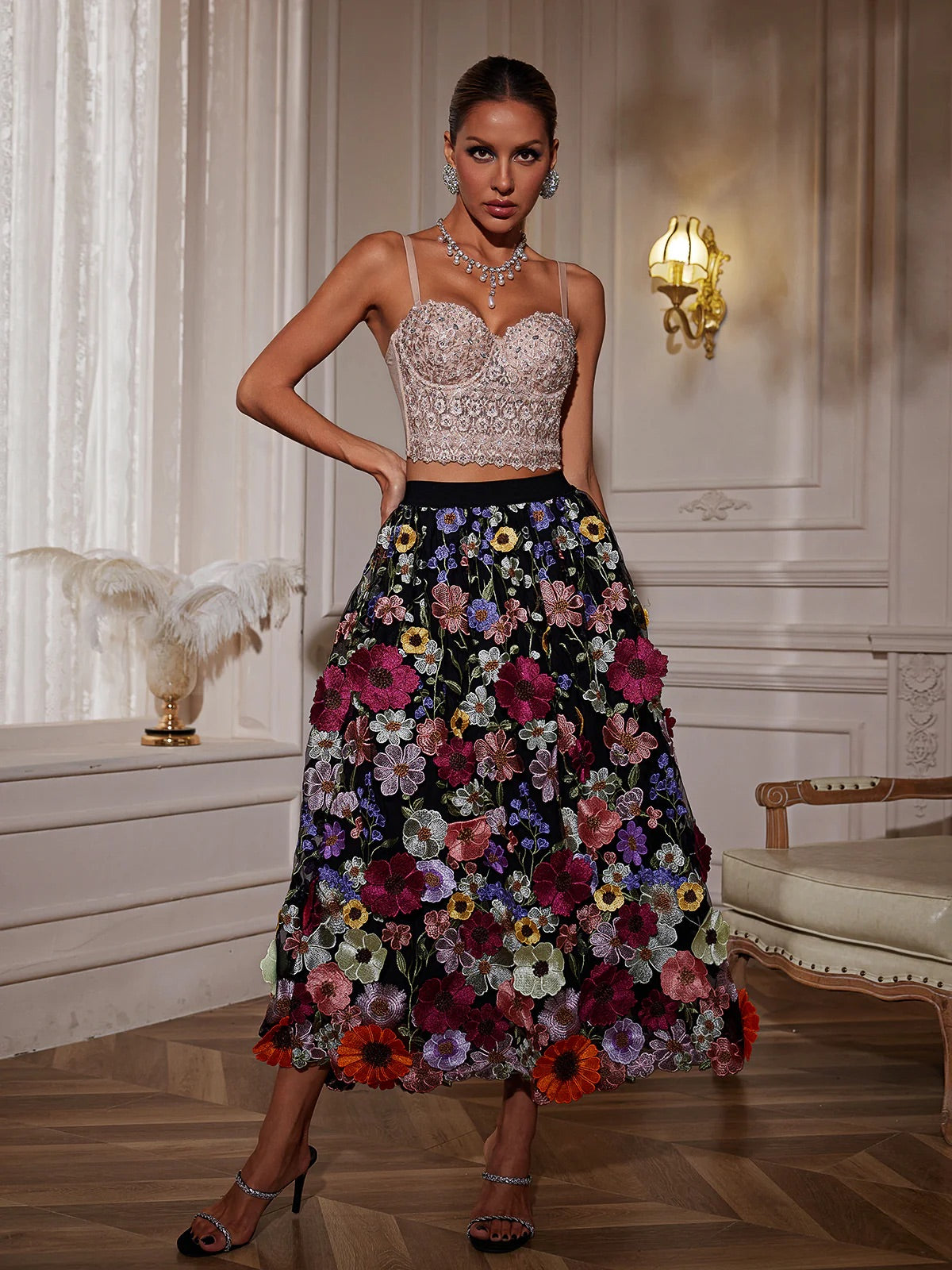 Amory flower Maxi skirt