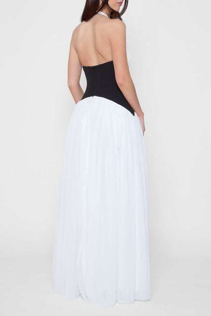 Odette Monochrome Halter Gown