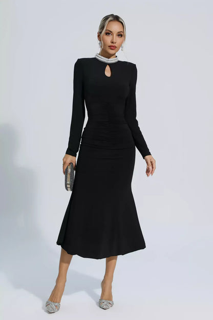 Monica Pearl Collar Midi Dress