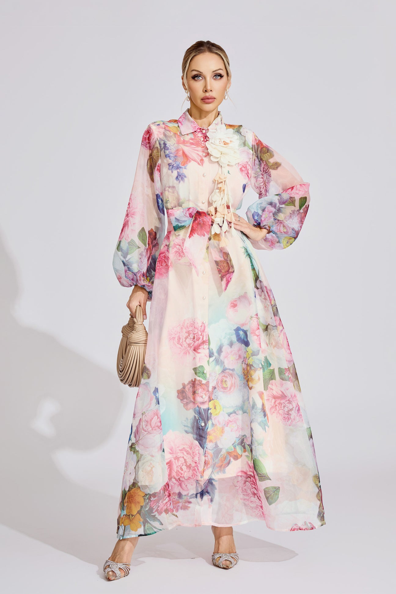 Fleur Royale Maxi Shirt Dress