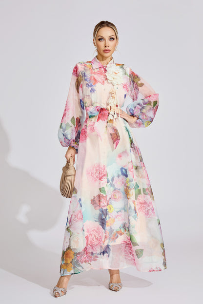 Fleur Royale Maxi Shirt Dress