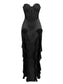 Black Satin/lace corset maxi dress (8293283201262)