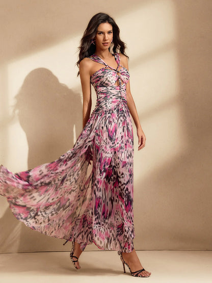 Dahlia Twist Floral print Maxi Dress