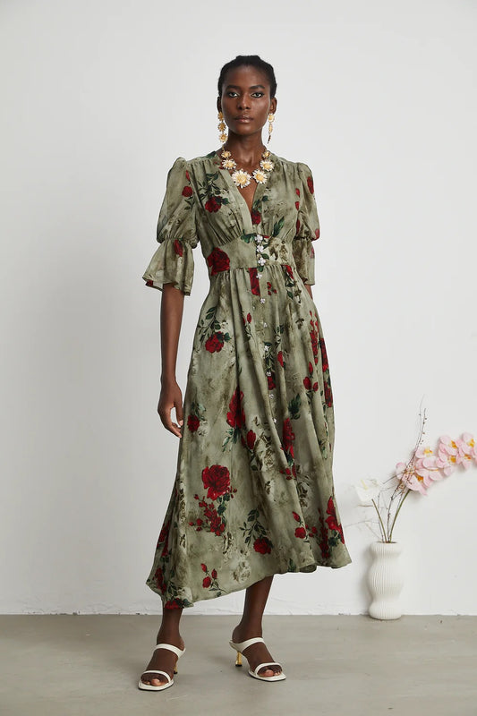 Carine floral midi dress