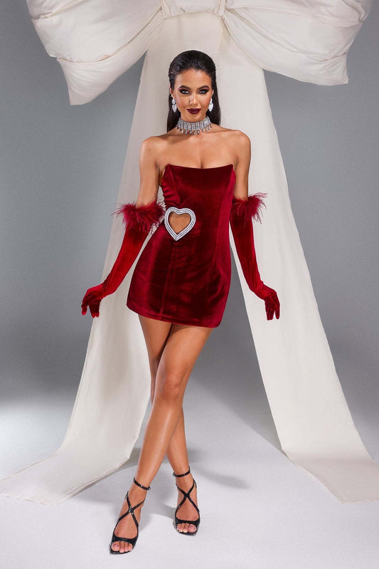 Eloise heart velvet mini dress (8279978475758)