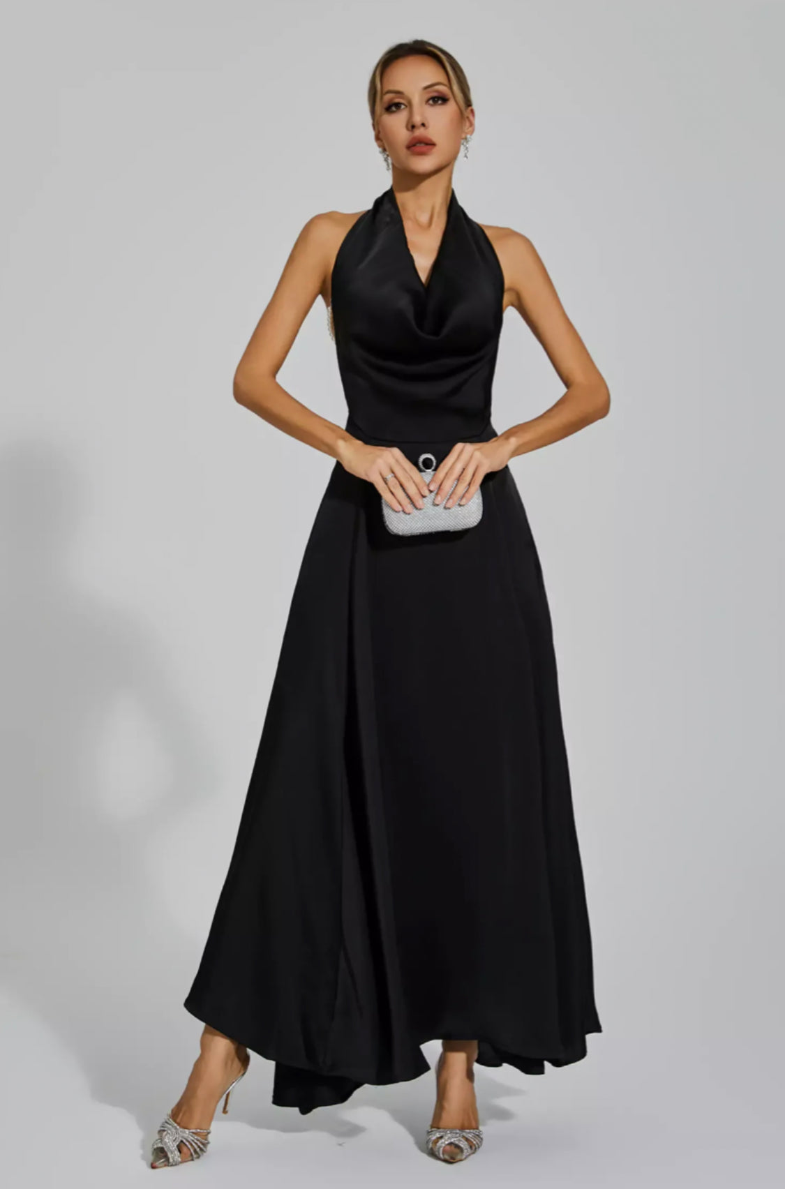 Patricia backless black maxi dress