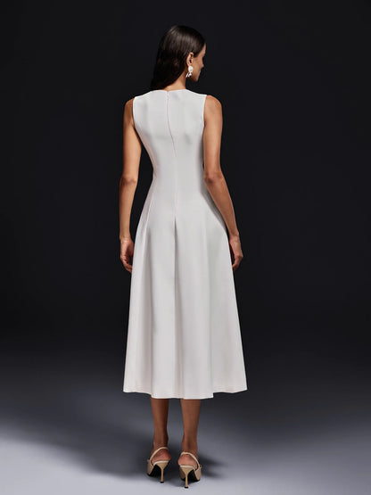 Fleur de Grâce Embroidered Midi Dress